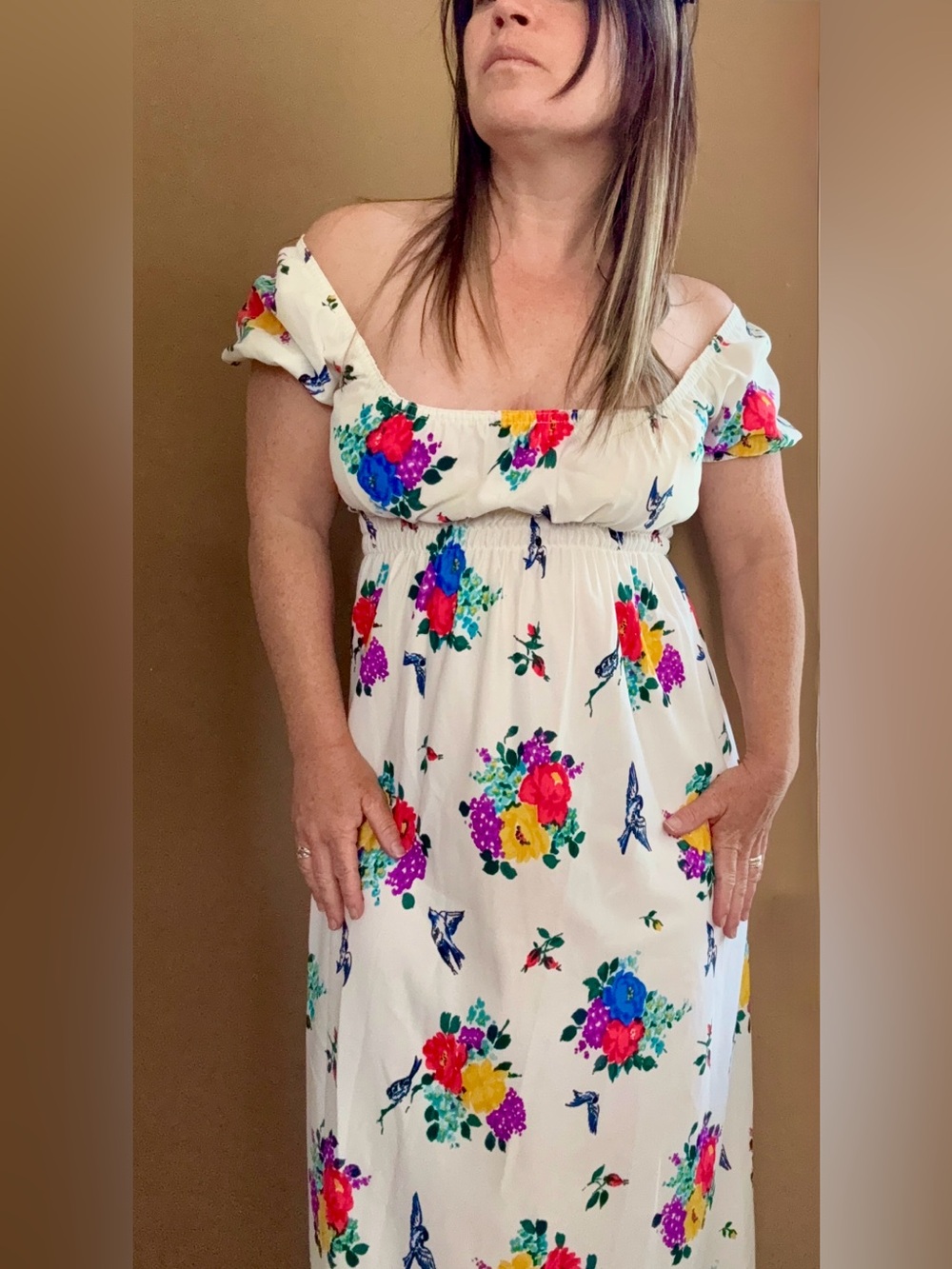 Colorful Floral 70’s Maxi Dress with Tropical feel